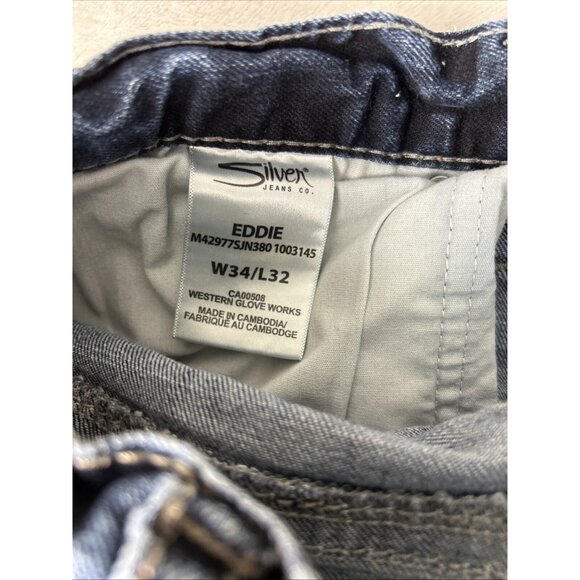 Silver Jeans Mens 34x32 Blue Eddie Straight Pants Denim Western Casual - Picture 11 of 11